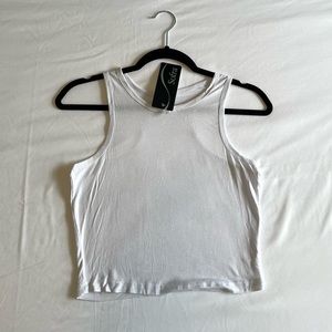 White Racerback Crop Top